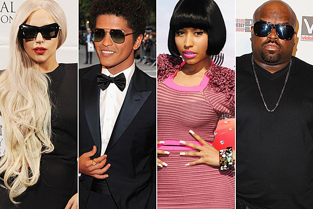 Lady Gaga Bruno Mars Nicki Minaj Cee Lo Green Lady Gaga Bruno Mars Nicki Minaj Cee Lo Green