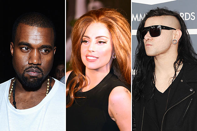 Kanye West, Lady Gaga, and Skrillex Kanye West, Lady Gaga, and Skrillex