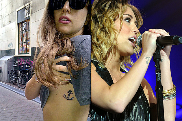 Lady Gaga Miley Cyrus Anchor Tattoos Lady Gaga Miley Cyrus Anchor Tattoos