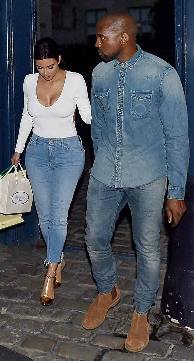 See Kanye West Kim Kardashian S Matching Outfits